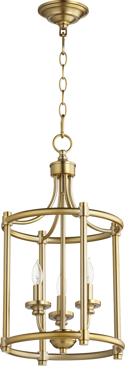 Myhouse Lighting Quorum - 6822-3-80 - Three Light Entry Pendant - Rossington - Aged Brass