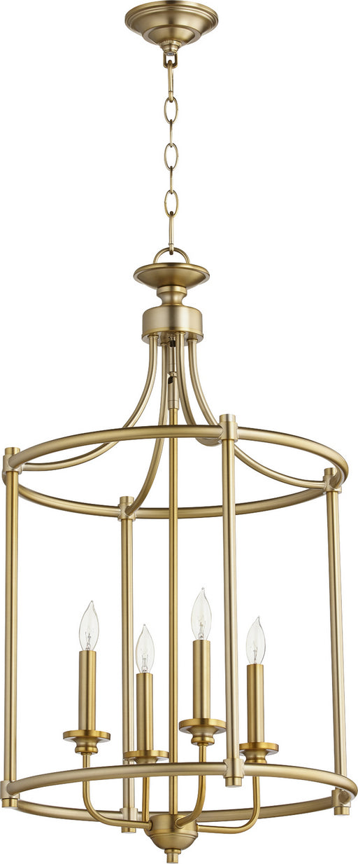Myhouse Lighting Quorum - 6822-4-80 - Four Light Entry Pendant - Rossington - Aged Brass