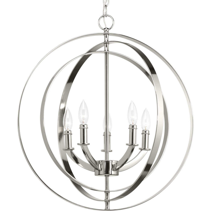 Myhouse Lighting Progress Lighting - P3841-104 - Five Light Pendant - Equinox - Polished Nickel