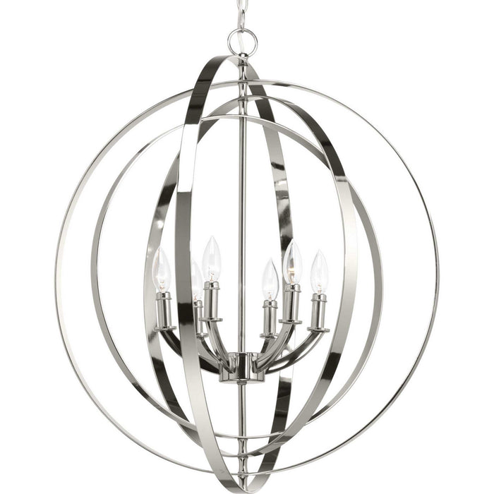 Myhouse Lighting Progress Lighting - P3889-104 - Six Light Pendant - Equinox - Polished Nickel