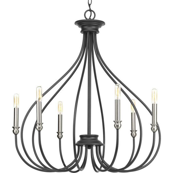 Myhouse Lighting Progress Lighting - P400030-143 - Six Light Chandelier - Whisp - Graphite