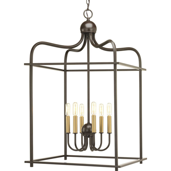 Myhouse Lighting Progress Lighting - P500037-020 - Six Light Foyer Pendant - Assembly Hall - Antique Bronze