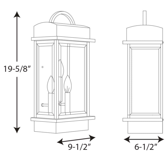 Myhouse Lighting Progress Lighting - P560003-020 - Three Light Large Wall Lantern - Santee - Antique Bronze