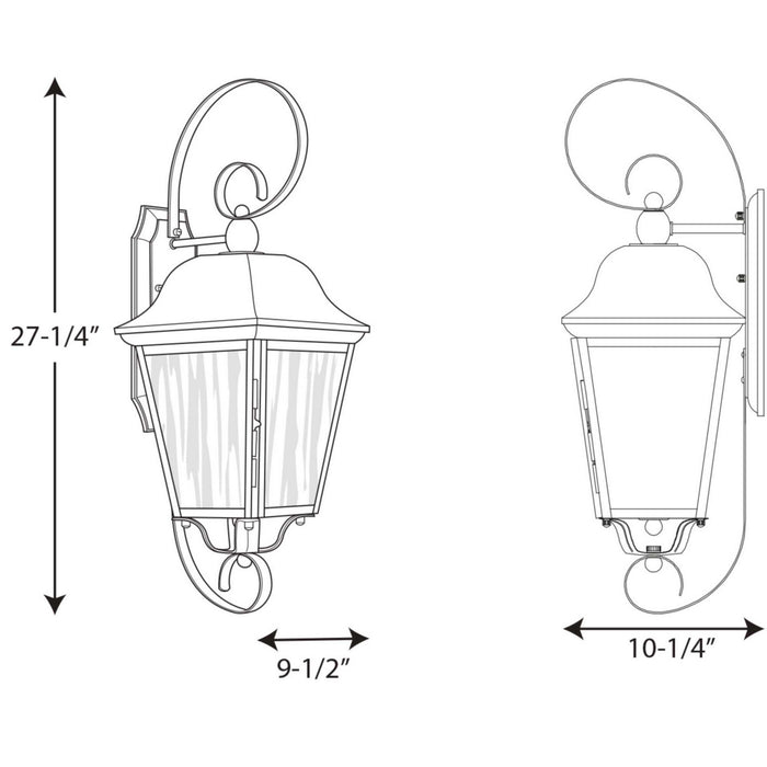 Myhouse Lighting Progress Lighting - P560012-031 - Three Light Large Wall Lantern - Kiawah - Black