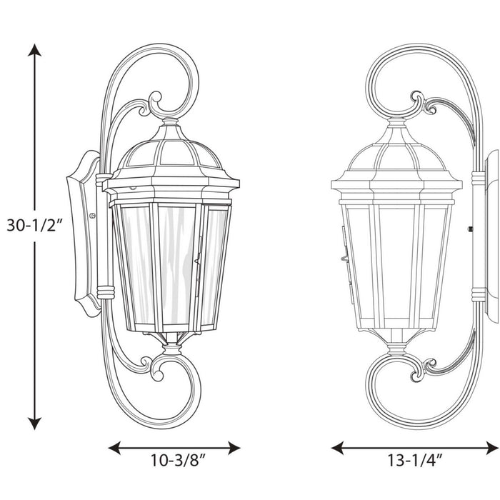 Myhouse Lighting Progress Lighting - P560017-020 - Three Light Large Wall Lantern - Verdae - Antique Bronze