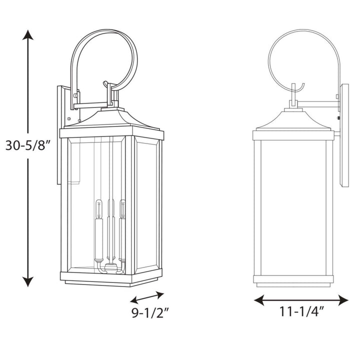 Myhouse Lighting Progress Lighting - P560023-020 - Three Light Large Wall Lantern - Gibbes Street - Antique Bronze