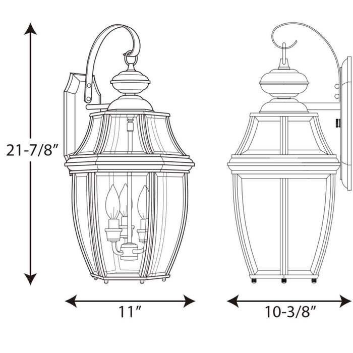 Myhouse Lighting Progress Lighting - P6612-31 - Three Light Wall Lantern - New Haven - Black