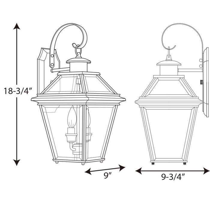 Myhouse Lighting Progress Lighting - P6616-20 - Two Light Wall Lantern - Burlington - Antique Bronze