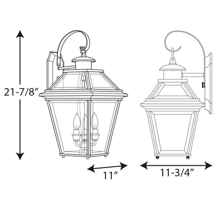 Myhouse Lighting Progress Lighting - P6617-20 - Three Light Wall Lantern - Burlington - Antique Bronze