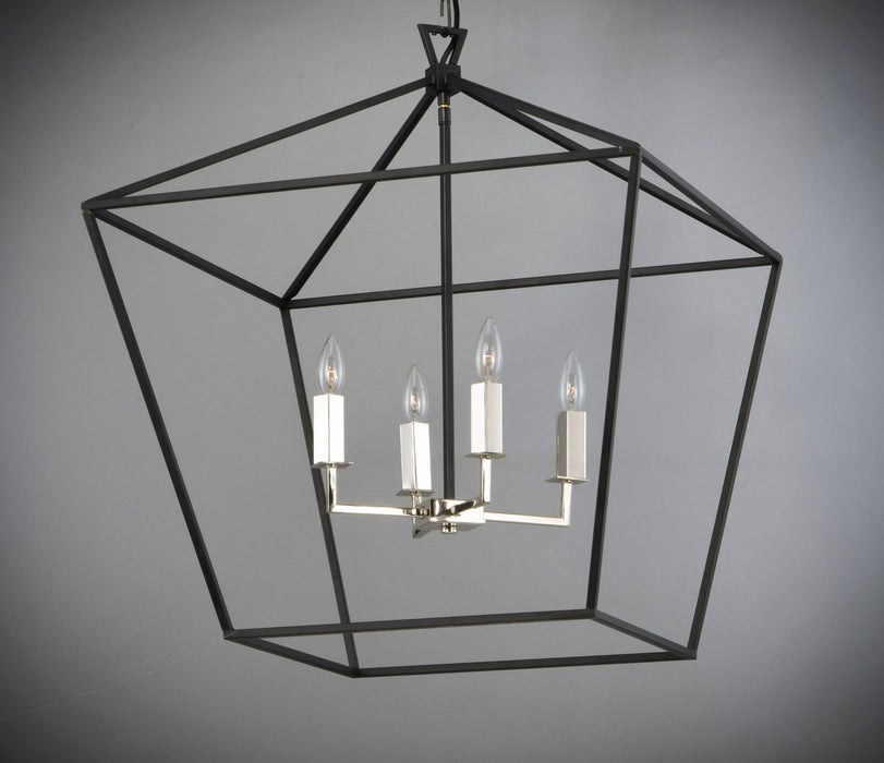 Myhouse Lighting Maxim - 25155TXBPN - Four Light Chandelier - Abode - Textured Black / Polished Nickel