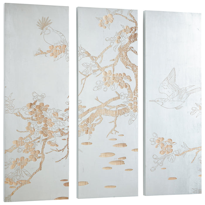 Myhouse Lighting Cyan - 07517 - Wall Art - Osaka - Silver Leaf And Natural Wood