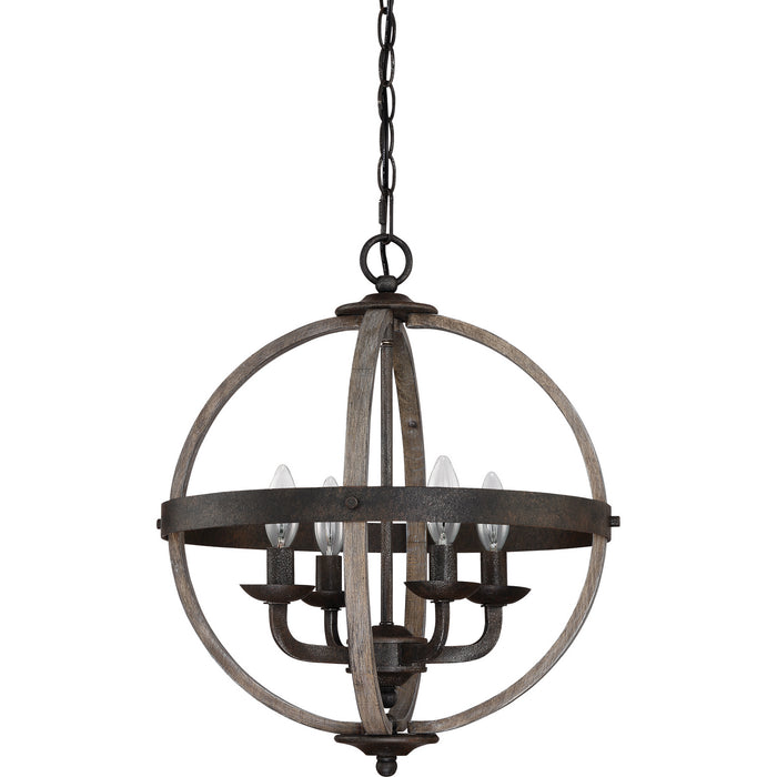 Myhouse Lighting Quoizel - FSN5204RK - Four Light Foyer Pendant - Fusion - Rustic Black