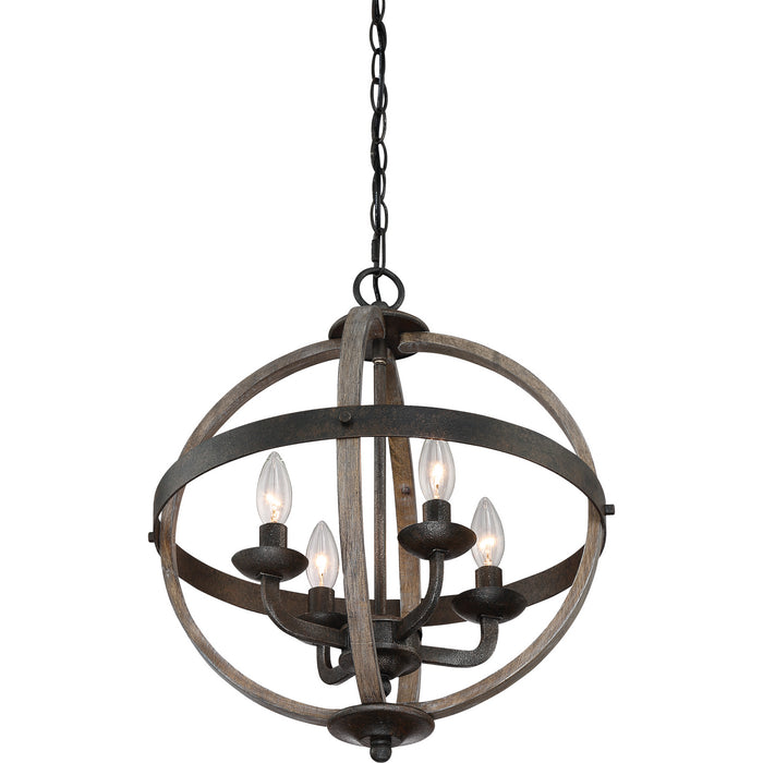 Myhouse Lighting Quoizel - FSN5204RK - Four Light Foyer Pendant - Fusion - Rustic Black