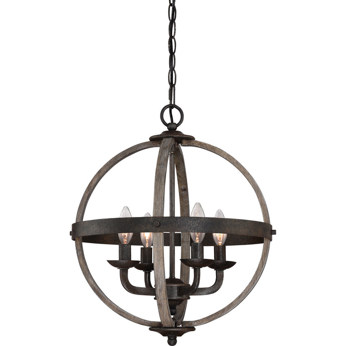 Myhouse Lighting Quoizel - FSN5204RK - Four Light Foyer Pendant - Fusion - Rustic Black