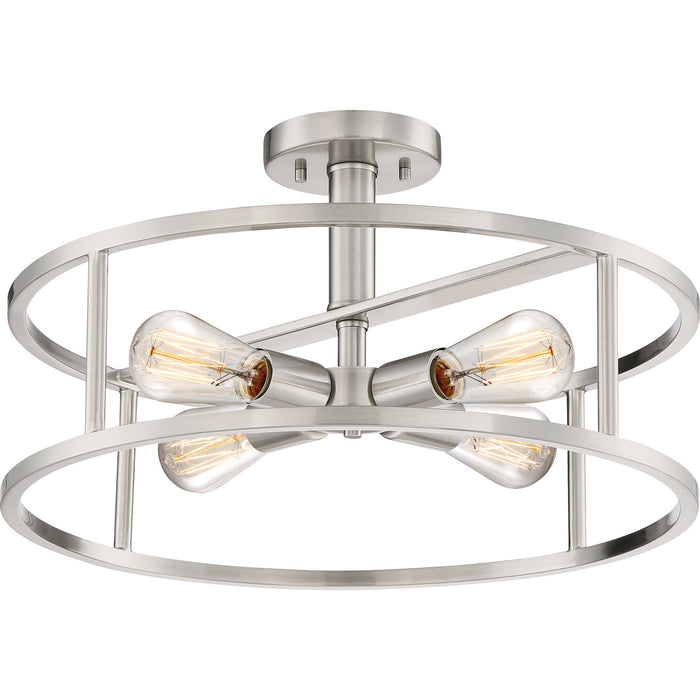 Myhouse Lighting Quoizel - NHR1718BN - Four Light Semi-Flush Mount - New Harbor - Brushed Nickel