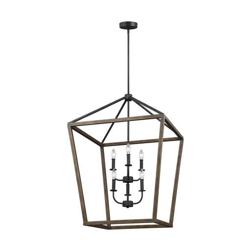 Myhouse Lighting Visual Comfort Studio - F3192/6WOW/AF - Six Light Chandelier - Gannet - Weathered Oak Wood / Antique Forged Iron