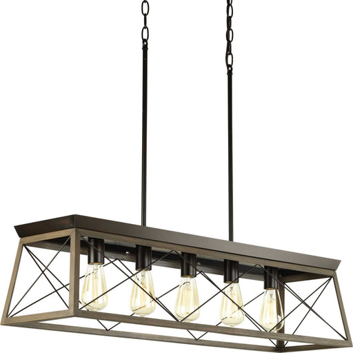 Myhouse Lighting Progress Lighting - P400048-020 - Five Light Linear Chandelier - Briarwood - Antique Bronze