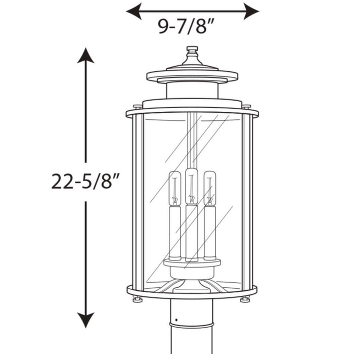 Myhouse Lighting Progress Lighting - P540012-031 - Three Light Post Lantern - Squire - Black