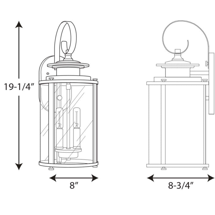 Myhouse Lighting Progress Lighting - P560037-020 - Two Light Wall Lantern - Squire - Antique Bronze