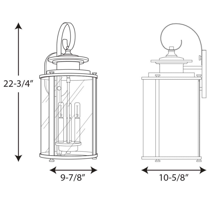 Myhouse Lighting Progress Lighting - P560038-020 - Three Light Large Wall Lantern - Squire - Antique Bronze