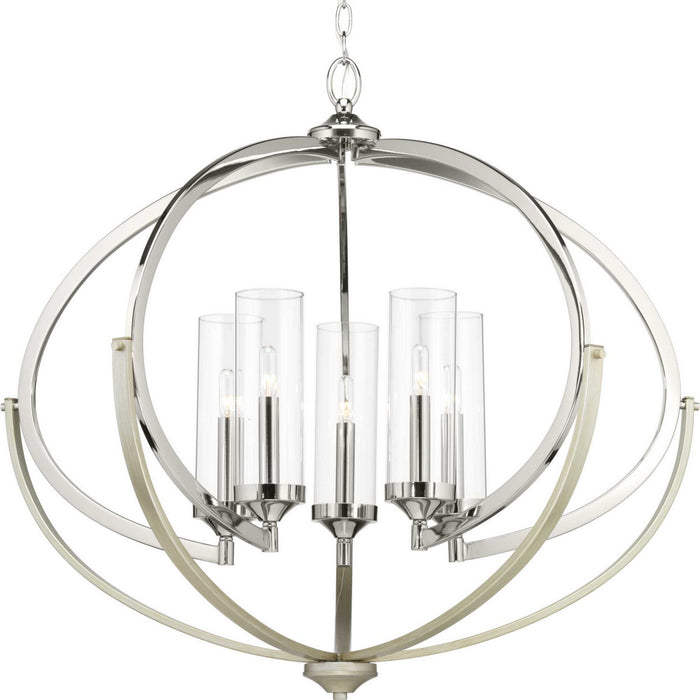 Myhouse Lighting Progress Lighting - P400117-104 - Five Light Chandelier - Evoke - Polished Nickel