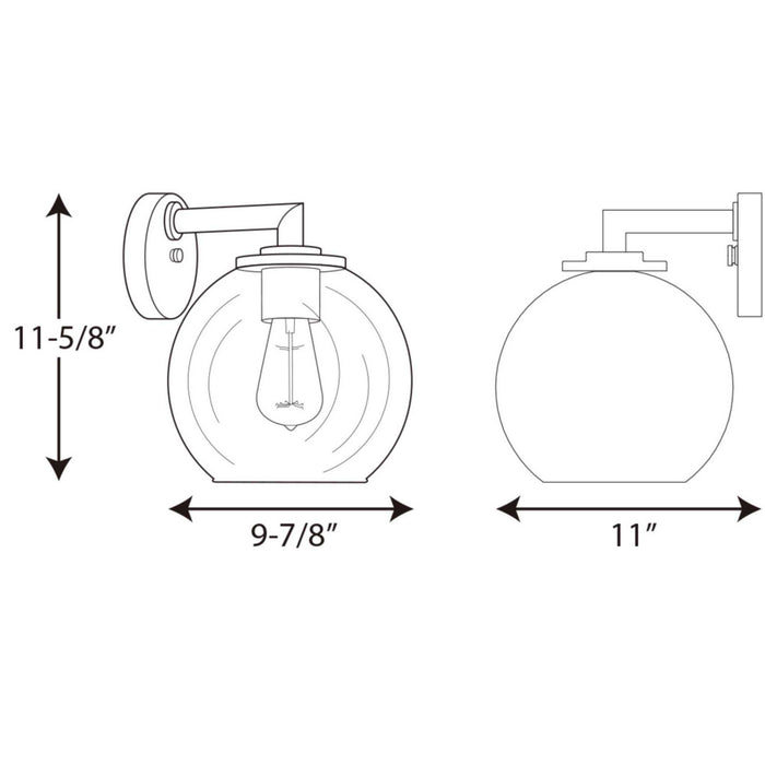 Myhouse Lighting Progress Lighting - P560092-031 - One Light Wall Lantern - Globe Lanterns - Black