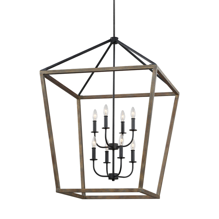 Myhouse Lighting Visual Comfort Studio - F3194/8WOW/AF - Eight Light Chandelier - Gannet - Weathered Oak Wood / Antique Forged Iron