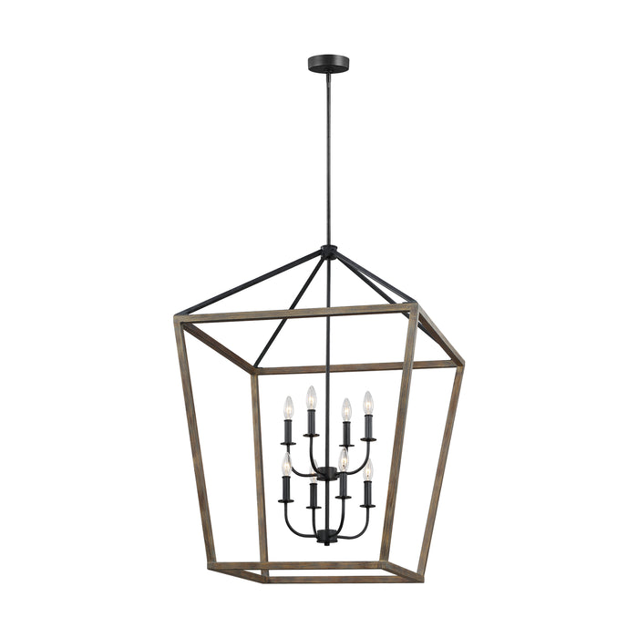 Myhouse Lighting Visual Comfort Studio - F3194/8WOW/AF - Eight Light Chandelier - Gannet - Weathered Oak Wood / Antique Forged Iron