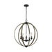 Myhouse Lighting Visual Comfort Studio - OLF3294/5WOW/AF - Five Light Outdoor Chandelier - Allier - Weathered Oak Wood / Antique Forged Iron