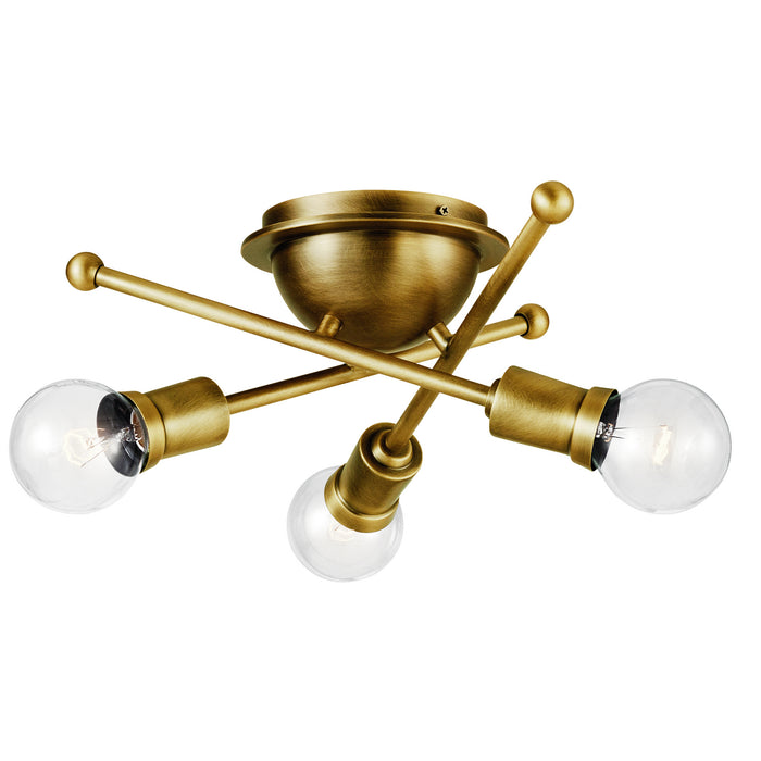 Myhouse Lighting Kichler - 43196NBR - Three Light Flush Mount - Armstrong - Natural Brass