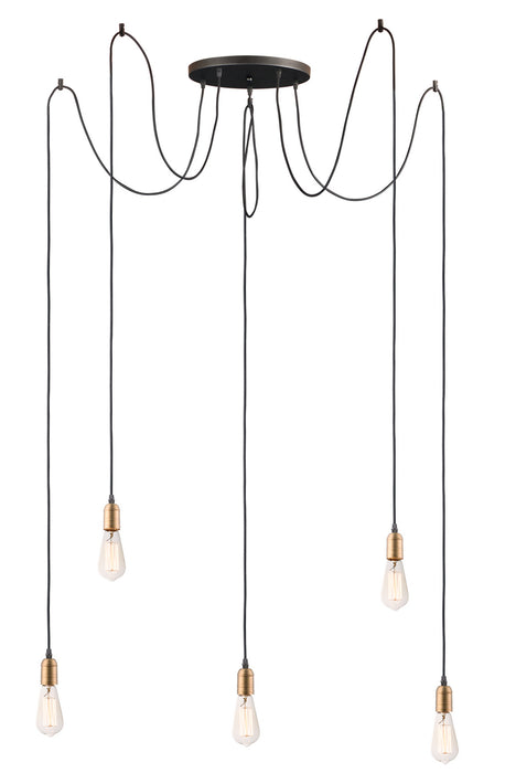 Myhouse Lighting Maxim - 12125BKAB - Five Light Pendant - Early Electric - Black / Antique Brass