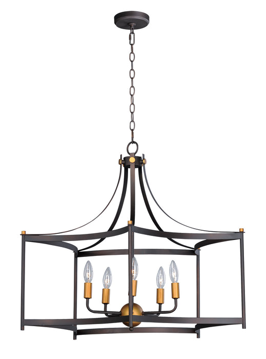 Myhouse Lighting Maxim - 13595OIAB - Five Light Pendant - Wellington - Oil Rubbed Bronze / Antique Brass