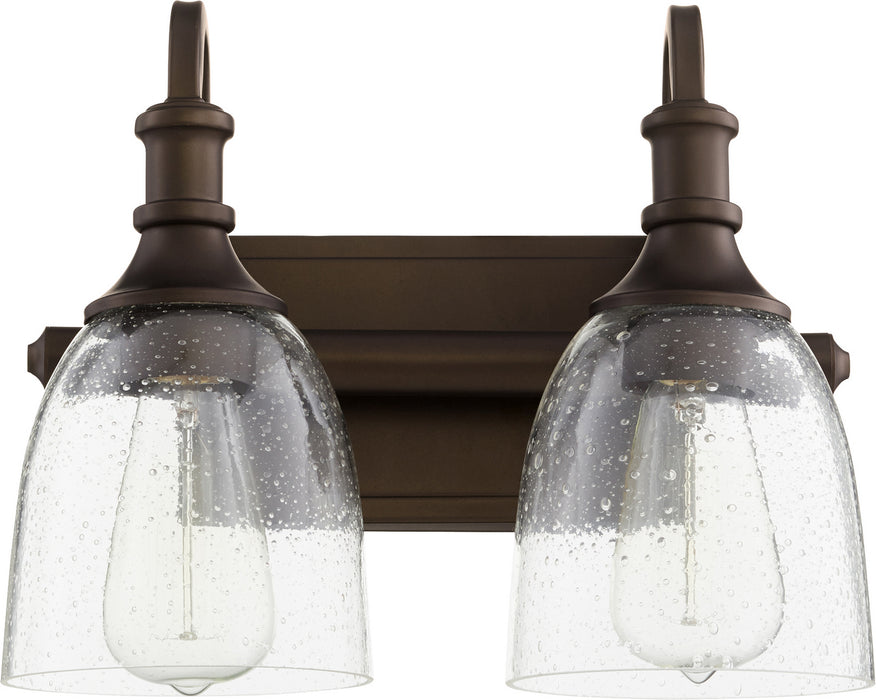 Myhouse Lighting Quorum - 5011-2-186 - Two Light Vanity - Richmond - Oiled Bronze w/ Clear/Seeded