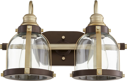 Myhouse Lighting Quorum - 586-2-8086 - Two Light Vanity - Banded Lighting Series - Aged Brass w/ Oiled Bronze