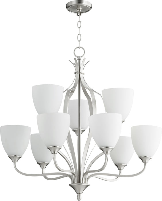 Myhouse Lighting Quorum - 6127-9-65 - Nine Light Chandelier - Jardin - Satin Nickel