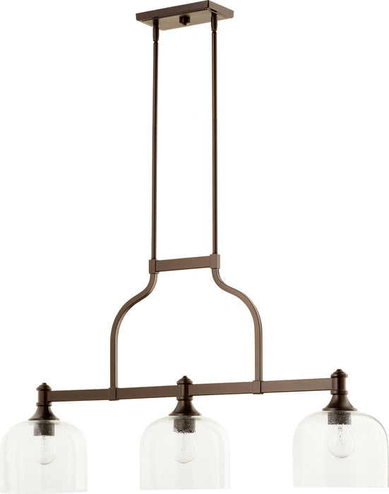 Myhouse Lighting Quorum - 6611-3-186 - Three Light Island Pendant - Richmond - Oiled Bronze w/ Clear/Seeded