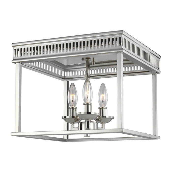 Myhouse Lighting Visual Comfort Studio - FM521PN - Three Light Flush Mount - Woodruff - Polished Nickel