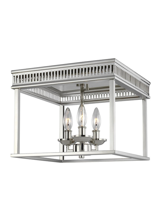 Myhouse Lighting Visual Comfort Studio - FM521PN - Three Light Flush Mount - Woodruff - Polished Nickel