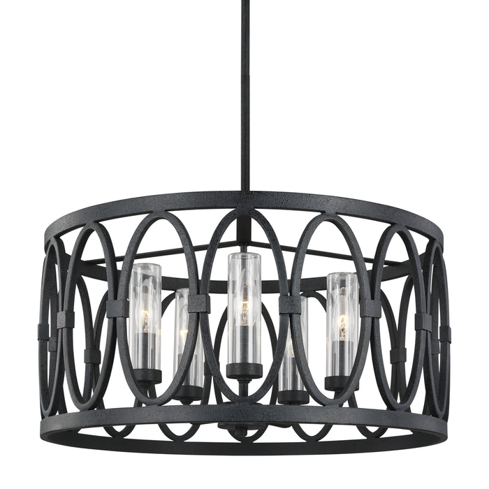 Myhouse Lighting Visual Comfort Studio - OLF3222/5DWZ - Five Light Outdoor Chandelier - Patrice - Dark Weathered Zinc