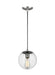 Myhouse Lighting Visual Comfort Studio - 6501801-04 - One Light Pendant - Leo - Hanging Globe - Satin Aluminum