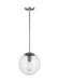 Myhouse Lighting Visual Comfort Studio - 6601801-04 - One Light Pendant - Leo - Hanging Globe - Satin Aluminum