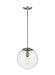 Myhouse Lighting Visual Comfort Studio - 6701801-04 - One Light Pendant - Leo - Hanging Globe - Satin Aluminum