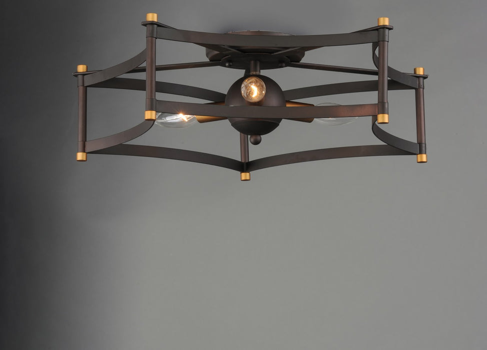 Myhouse Lighting Maxim - 13590OIAB - Three Light Flush Mount - Wellington - Oil Rubbed Bronze / Antique Brass