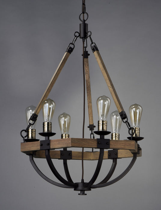 Myhouse Lighting Maxim - 20335WOBZ - Six Light Chandelier - Lodge - Weathered Oak / Bronze