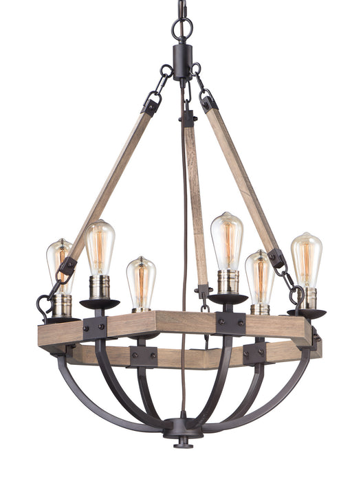 Myhouse Lighting Maxim - 20335WOBZ - Six Light Chandelier - Lodge - Weathered Oak / Bronze