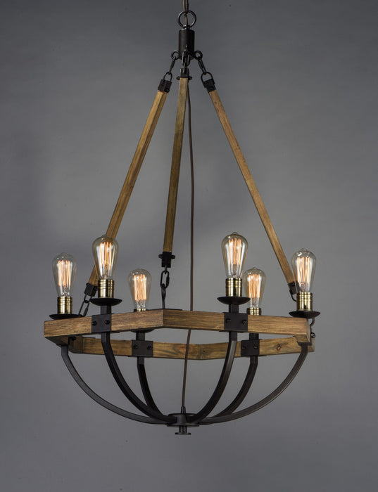 Myhouse Lighting Maxim - 20337WOBZ - Six Light Chandelier - Lodge - Weathered Oak / Bronze