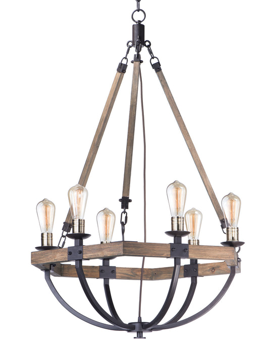 Myhouse Lighting Maxim - 20337WOBZ - Six Light Chandelier - Lodge - Weathered Oak / Bronze