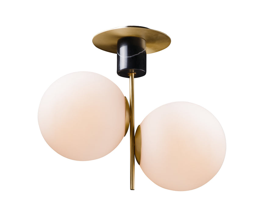 Myhouse Lighting Maxim - 26032SWSBRBK - Two Light Semi-Flush Mount - Vesper - Satin Brass / Black