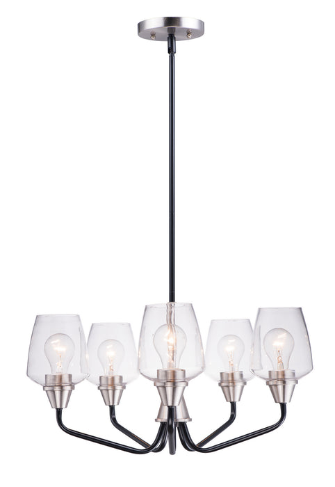 Myhouse Lighting Maxim - 26125CLBKSN - Five Light Chandelier - Goblet - Black / Satin Nickel