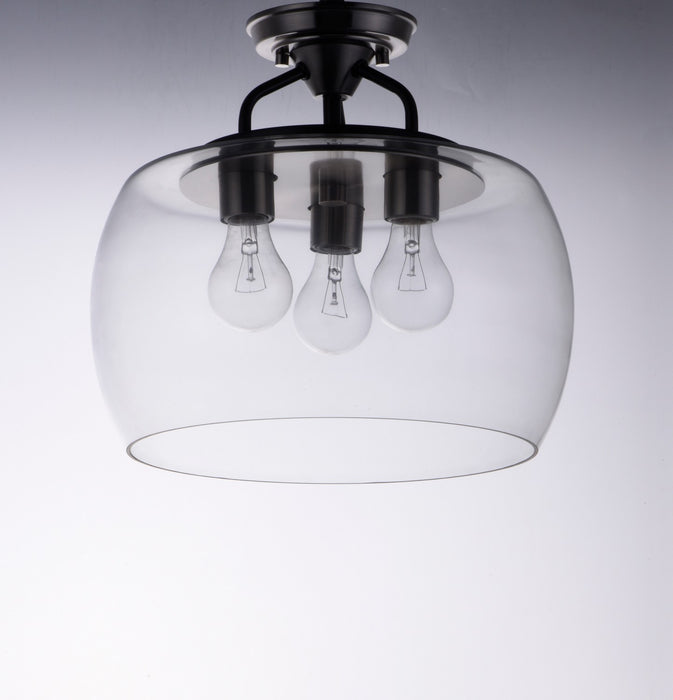 Myhouse Lighting Maxim - 26130CLBKSN - Three Light Semi-Flush Mount - Goblet - Black / Satin Nickel